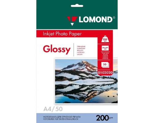 [Бумага] LOMOND 0102020 Глянцевая бумага 1х A4, 200г/м2 50 л. 