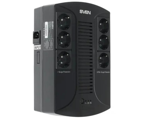 [ИБП] SVEN Источник бесперебойного питания SVEN UP-L1000E, с 6 выходными розетками (3 с питанием от батареи +3 сетевой фильтр)
