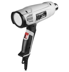 ЗУБР [ФТ-1600] Фен технический (строительный) { насадки 3 шт, 2 режима: 350град/ 350л/мин, 550град/ 550л/мин, коробка, 1600Вт }