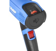 ЗУБР [ФТ-П1800] фен технический (строительный) { керам. изолятор, электр. регул. темп-ры, 2 режима: 80-550град, 350/550 л/мин, 1800Вт }