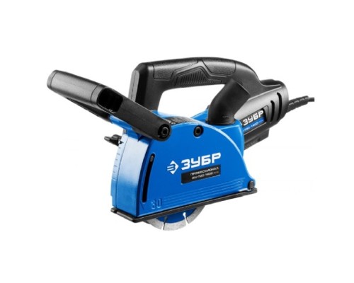 [Штроборезы] ЗУБР [ЗШ-П30-1400 ПСТ] Штроборез (бороздодел) { макс. глуб. паза 30 мм, 125 мм, подключ. пылесоса, плавн пуск, защита от перегрузки, 1400 Вт }