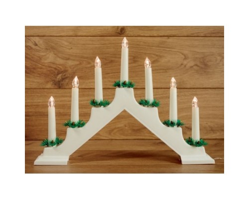 [Новогодние светоукрашения] Neon-night 501-081 Новогодняя горка 7 свечек, цвет корпуса: Белый, цвет свечения: ТЕПЛЫЙ БЕЛЫЙ