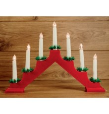 Neon-night 501-082 Новогодняя горка 7 свечек, цвет корпуса: Красный, цвет свечения: ТЕПЛЫЙ БЕЛЫЙ