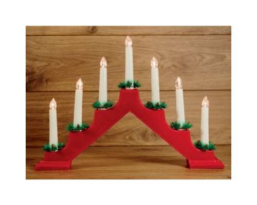 [Новогодние светоукрашения] Neon-night 501-082 Новогодняя горка 7 свечек, цвет корпуса: Красный, цвет свечения: ТЕПЛЫЙ БЕЛЫЙ