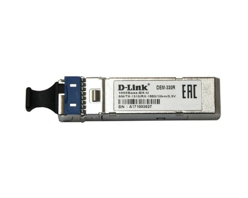 [Сетевое оборудование] D-Link 330R/10KM/A1A WDM SFP-трансивер с 1 портом 1000Base-BX-U (Tx:1310 нм, Rx:1550 нм) для одномодового оптического кабеля (до 10 км, разъем Simplex LC)
