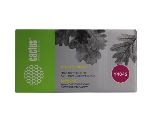 [расходные материалы] Cactus CLT-Y404S Картридж (CS-CLT-Y404S) для Samsung Xpress SL-C430/C430W/C480/C480W/C480FW (1000стр.) жёлтый, с чипом