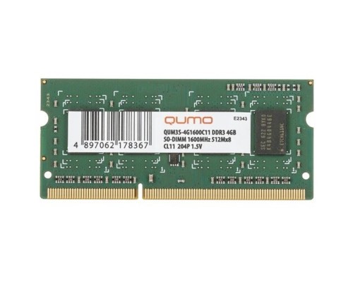 [Модуль памяти] QUMO DDR3 SODIMM 4GB QUM3S-4G1600C11 PC3-12800, 1600MHz