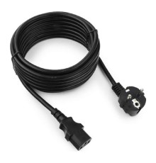 Cablexpert Кабель питания 5м, Schuko- C13, 3х1кв.мм, черный, с заземлением, пакет (PC-186-1-5M)