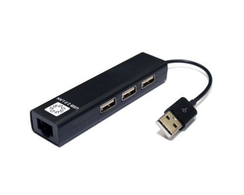 [кабели] 5bites Кабель-адаптер UA2-45-06BK USB2.0 сетевая карта / 3*USB2.0 / RJ45 100MB / BLACK