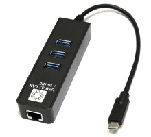 5bites Кабель-адаптер UA3C-45-10BK USB3.1 сетевая карта / 3*USB3.0 / RJ45 1G / BLACK