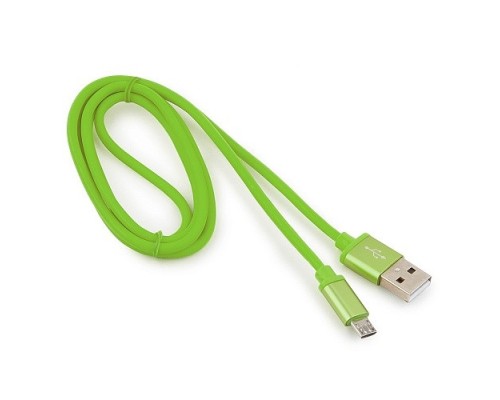 [кабели] Cablexpert Кабель USB 2.0 CC-S-mUSB01Gn-1M, AM/microB, серия Silver, длина 1м, зеленый, блистер