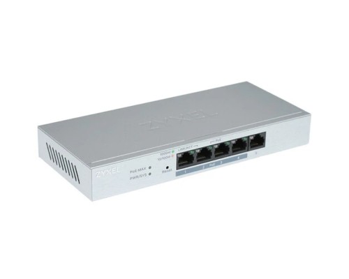 [Сетевое оборудование] ZYXEL GS1200-5HPV2-EU0101F Smart PoE+ коммутатор GS1200-5HP v2, 5xGE (4xPoE+), настольный, бесшумный, с поддержкой VLAN, IGMP, QoS и Link Aggregation, бюджет PoE 60 Вт