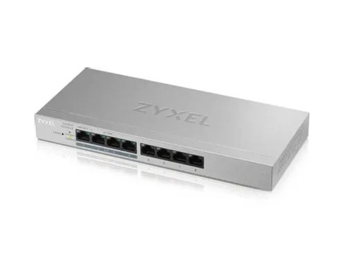 [Сетевое оборудование] ZYXEL GS1200-8HPV2-EU0101F Коммутатор 8xGE (4xPoE+), настольный, бесшумный (без вентилятора), с поддержкой VLAN, IGMP, QoS и Link Aggregation, бюджет PoE 60 Вт 