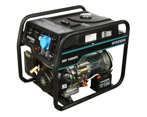 [Электростанции, Генераторы, Блоки автоматики] HYUNDAI [HHY 10000FE] Генератор бензиновый { Запуск ручной/электро, HYUNDAI IC460, 4-х такт, 18 л.с., 460 см3, 230В/50Гц, 8,0 кВт/nom 7,5кВт, Вес 84 кг }