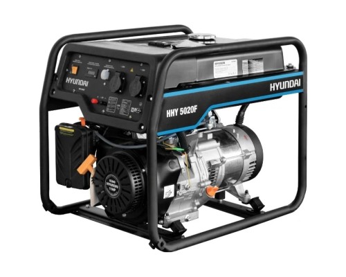 [Электростанции, Генераторы, Блоки автоматики] HYUNDAI [HHY 5020F] Генератор бензиновый { Запуск ручной, HYUNDAI IC340, 4-х такт, 11 л.с.,  340 см3, 230В/50Гц, 4,5 кВт/nom 4,0кВт, Вес 69,5 кг }