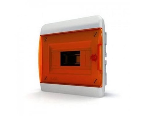 [TEKFOR Боксы пластиковые] TEKFOR 01-02-003 Щит встраиваемый 8 мод. IP41, прозрачная оранжевая дверца BVO 40-08-1