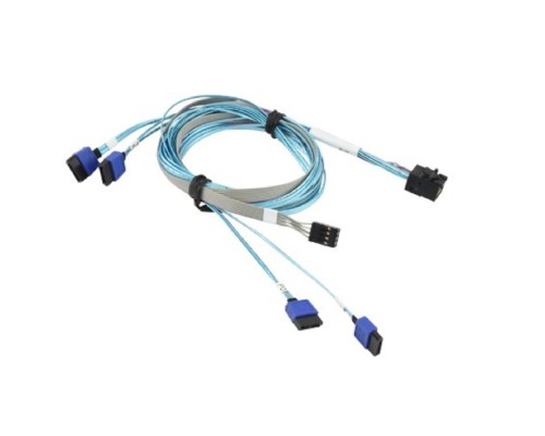 [Опция к серверу] Supermicro CBL-SAST-0699 Кабель Mini-SAS HD to 4 SATA, 90/90/75/75cm w/75cm SB, 30AWG, 12Gb/s