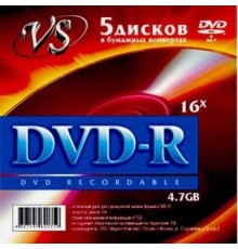Диски VS DVD+R 4,7 GB 16x конверт/5 (VSDVDPRK501) (620465)