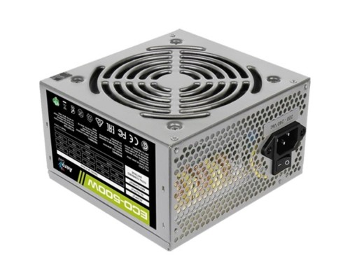 [Блок питания] Aerocool 500W Retail ECO-500W ATX v2.3 Haswell, fan 12cm, 400mm cable, power cord, 20+4P, 12V 4P, 1x PCI-E 6P, 3x SATA, 2x PATA, 1x FDD (замена 11083173)