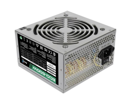 [Блок питания] Aerocool 600W Retail ECO-600W ATX v2.3 Haswell, fan 12cm, 400mm cable, power cord, 20+4P, 12V 4+4P, 1x PCI-E 6+2P, 4x SATA, 3x PATA, 1x F(замена 11083242)
