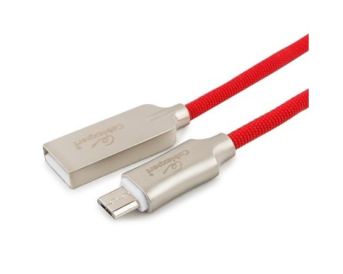 [кабели] Cablexpert Кабель USB 2.0 CC-P-mUSB02R-1.8M AM/microB, серия Platinum, длина 1.8м, красный, блистер