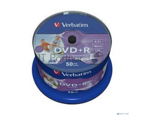 Диск DVD+R Verbatim 4.7Gb 16x Cake Box (50шт) Printable (43512)