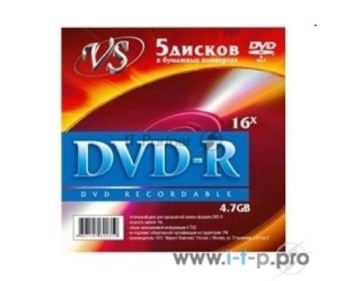 Диск DVD-R VS (PERFEO) 4.7 Gb, 16x, Конверт (5), (5/250) Диск DVD-R VS (PERFEO) 4.7 Gb, 16x, Конверт (5), (5/250)