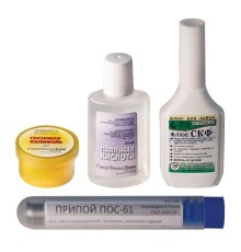 КУРС РОС Набор для пайки № 2 (припой ПОС-61 с каниф. 10гр.; каниф.сосн. 20гр.; кислота паял. 30мл; флюс СКФ 30мл) [60622]