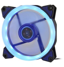 CROWN Вентилятор для компьютерного корпуса CMCF-12025S-1231 (120*120*25мм;Синее LED кольцо;1500 об/мин;35CFM;20Дб;Подшипник скольжения;3pin+MOLEX(папа-мама) 40+10см)