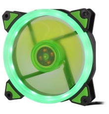CROWN Вентилятор для компьютерного корпуса CMCF-12025S-1232 (120*120*25мм;Зелёное LED кольцо;1500 об/мин;35CFM;20Дб;Подшипник скольжения;3pin+MOLEX(папа-мама) 40+10см)