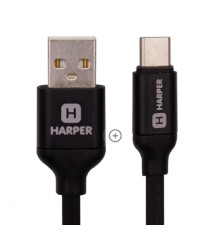 Harper Силиконовый Кабель для зарядки и синхронизации USB - USB type-C , SCH-730 black (1м, способны заряжать устройства до 2х ампер)