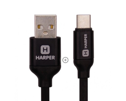 [кабели] Harper Силиконовый Кабель для зарядки и синхронизации USB - USB type-C , SCH-730 black (1м, способны заряжать устройства до 2х ампер)