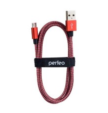 PERFEO Кабель USB2.0 A вилка - Micro USB вилка, красно-белый, длина 1 м. (U4803)