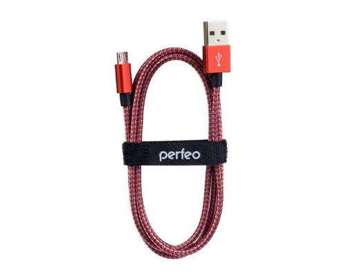 [кабели] PERFEO Кабель USB2.0 A вилка - Micro USB вилка, красно-белый, длина 1 м. (U4803)