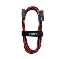 PERFEO Кабель USB2.0 A вилка - USB Type-C вилка, черно-красный, длина 1 м. (U4901)