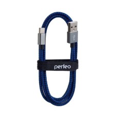 PERFEO Кабель USB2.0 A вилка - USB Type-C вилка, черно-синий, длина 3 м. (U4904)