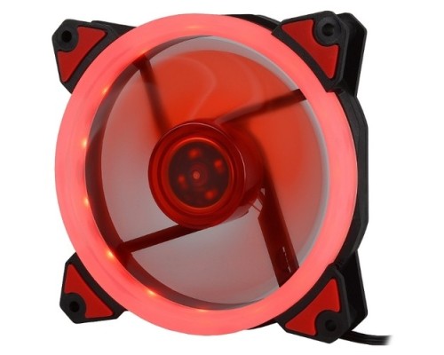 [вентилятор] CROWN Вентилятор для компьютерного корпуса CMCF-12025S-1230 (120*120*25мм;Красное LED кольцо;1500 об/мин;35CFM;20Дб;Подшипник скольжения;3pin+MOLEX(папа-мама) 40+10см)