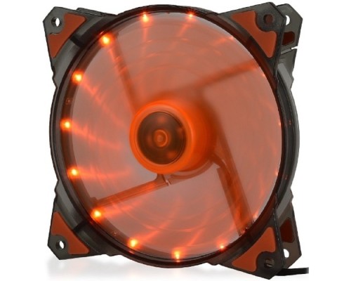 [вентилятор] CROWN Вентилятор для компьютерного корпуса CMCF-12025S-1223 CMCF-12025S-1223 (120*120*25мм;Оранжевый 16LED;1500 об/мин;35CFM;20Дб;Подшипник скольжения;3pin+MOLEX(папа-мама) 40+10см)