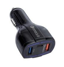 ORIENT QC-12V3B Автомобильное зарядное устройство с функцией быстрой зарядки, поддержка Quick Charge 3.0, 2xUSB-A + 1xUSB Type-C: QC выход - 5В,3.0A/ 9В,1.67А/ 12В,1.25А; 2,3 выходы - 5В,3.5А, цв