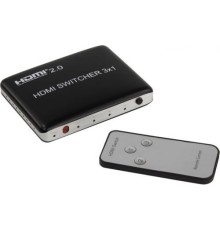 ORIENT HS0301H-2.0, HDMI 4K Switch 3->1, HDMI 2.0/3D, HDR, UHDTV 4K/ 60Hz (3840x2160)/HDTV1080p, HDCP2.2, встроенный ИК приемник, пульт ДУ, внешний БП 5В/1А