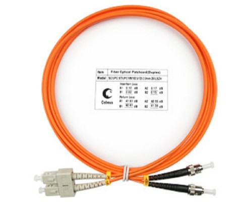 [Cabeus Патч-корды волоконно-оптические, пигтейлы] Cabeus FOP-62-SC-ST-2m Шнур оптический duplex SC-ST 62,5/125 mm 2м LSZH