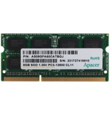 Apacer DDR3 SODIMM 8GB DV.08G2K.KAM PC3-12800, 1600MHz, 1.35V