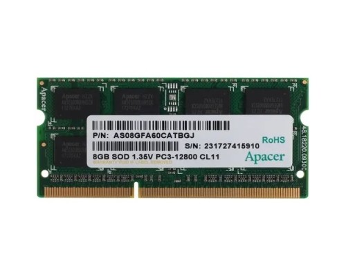 [Модуль памяти] Apacer DDR3 SODIMM 8GB DV.08G2K.KAM PC3-12800, 1600MHz, 1.35V
