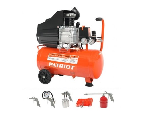 [Компрессоры, Пневматическое оборудование] PATRIOT EURO 24-240K Компрессор [525306366] { 240 л/мин, 8 бар, 1500 Вт, 24 л, быстросъемный 1/4