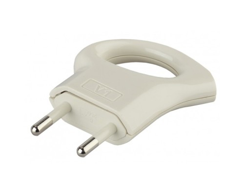 [ЭРА Колодки удлинителей, тройники] ЭРА Б0019182 Вилка V1 б/з 6A с кольцом непрямой ввод белая