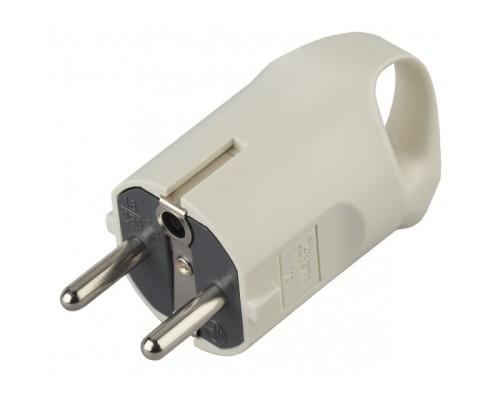 [ЭРА Колодки удлинителей, тройники] ЭРА Б0019186 Вилка V3 c/з 16A с кольцом непрямой ввод белая