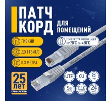 NEOMAX (NM13001-003) Шнур коммут. UTP 0.3 м, cat.5е, серый, многожильный