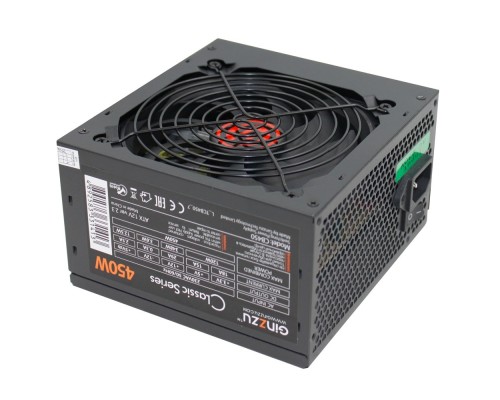 [Блок питания] Ginzzu CB450 12CM black,24+4p,PCI-E, 3*SATA, 2*IDE,оплетка MB, кабель питания