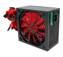 Ginzzu PC500 14CM(Red) 80+ black,APFC,24+4p,2 PCI-E(6+2), 5*SATA, 4*IDE,оплетка, кабель питания,цветная коробка