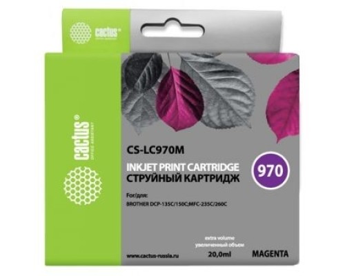 [расходные материалы] CACTUS  LC-970M Картридж  для Brother Brother DCP-135C/150C/MFC-235C/260C, (20мл), пурпурный